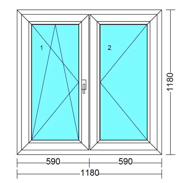 Arkitek 70 bukó-nyíló+nyíló műanyag ablak balos 120x120 cm