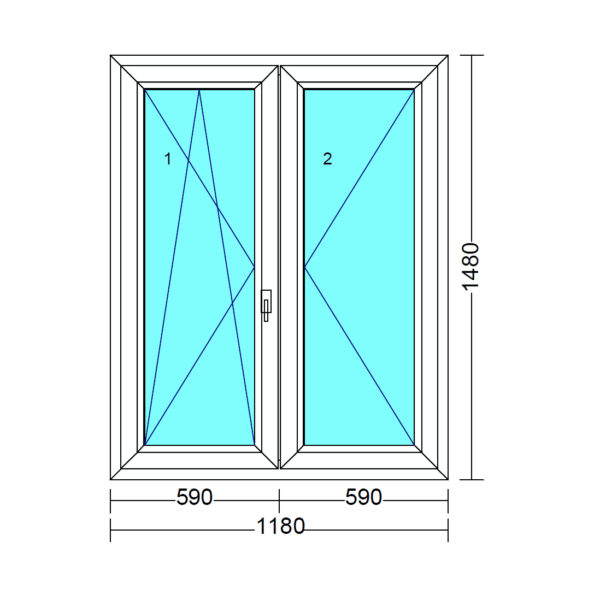 Arkitek 70 bukó-nyíló+nyíló műanyag ablak balos 120x150 cm
