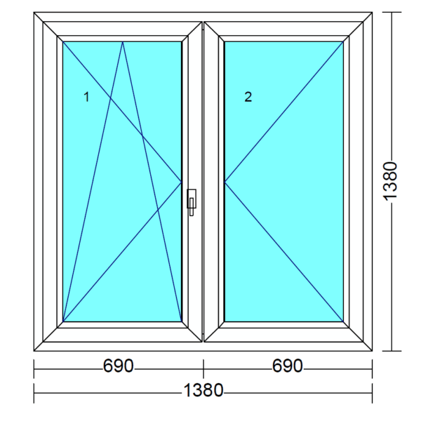 Arkitek 70 bukó-nyíló+nyíló műanyag ablak balos 140x140 cm