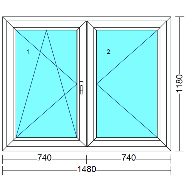Arkitek 70 bukó-nyíló+nyíló műanyag ablak balos 150x120 cm