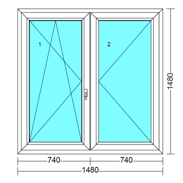 Arkitek 70 bukó-nyíló+nyíló műanyag ablak balos 150x150 cm