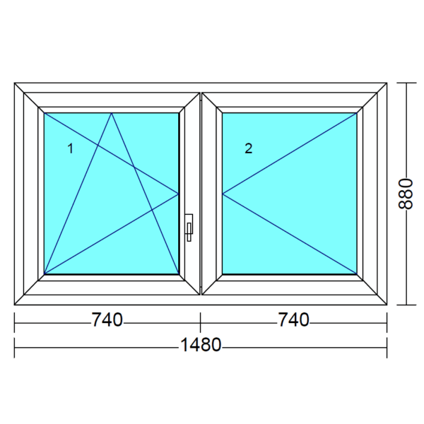 Arkitek 70 bukó-nyíló+nyíló műanyag ablak balos 150x90 cm