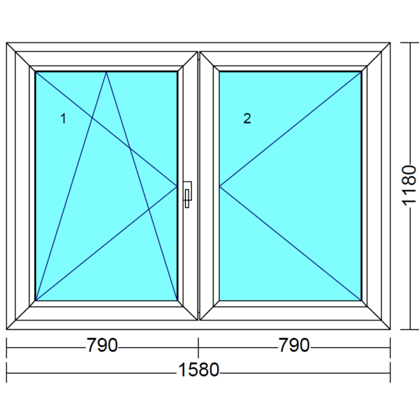 Arkitek 70 bukó-nyíló+nyíló műanyag ablak balos 160x120 cm