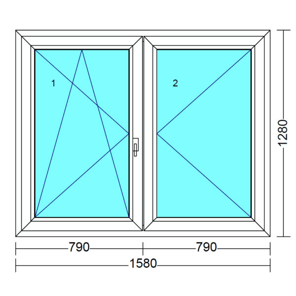 Arkitek 70 bukó-nyíló+nyíló műanyag ablak balos 160x130 cm