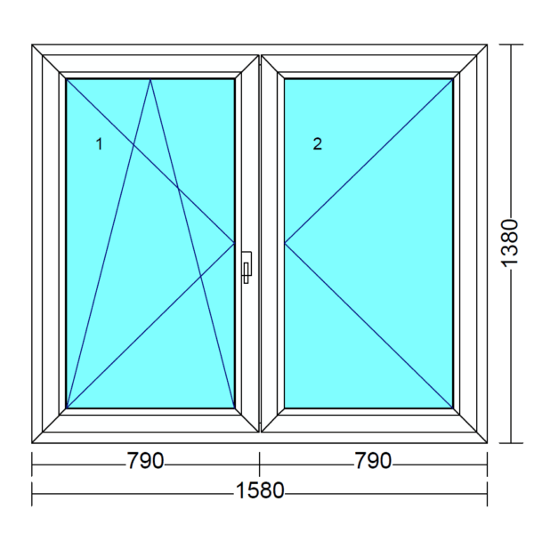 Arkitek 70 bukó-nyíló+nyíló műanyag ablak balos 160x140 cm