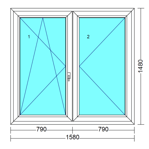Arkitek 70 bukó-nyíló+nyíló műanyag ablak balos 160x150 cm