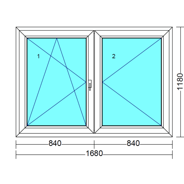 Arkitek 70 bukó-nyíló+nyíló műanyag ablak balos 170x120 cm