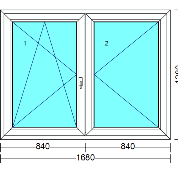Arkitek 70 bukó-nyíló+nyíló műanyag ablak balos 170x130 cm