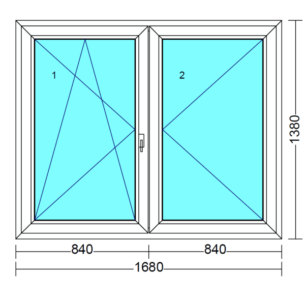 Arkitek 70 bukó-nyíló+nyíló műanyag ablak balos 170x140 cm