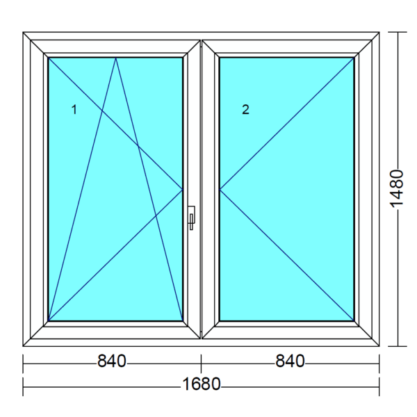 Arkitek 70 bukó-nyíló+nyíló műanyag ablak balos 170x150 cm