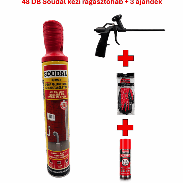 48 db SOUDAL purhab kézi ablak, ajtó beépítéshez 750ml + 3 ajándék