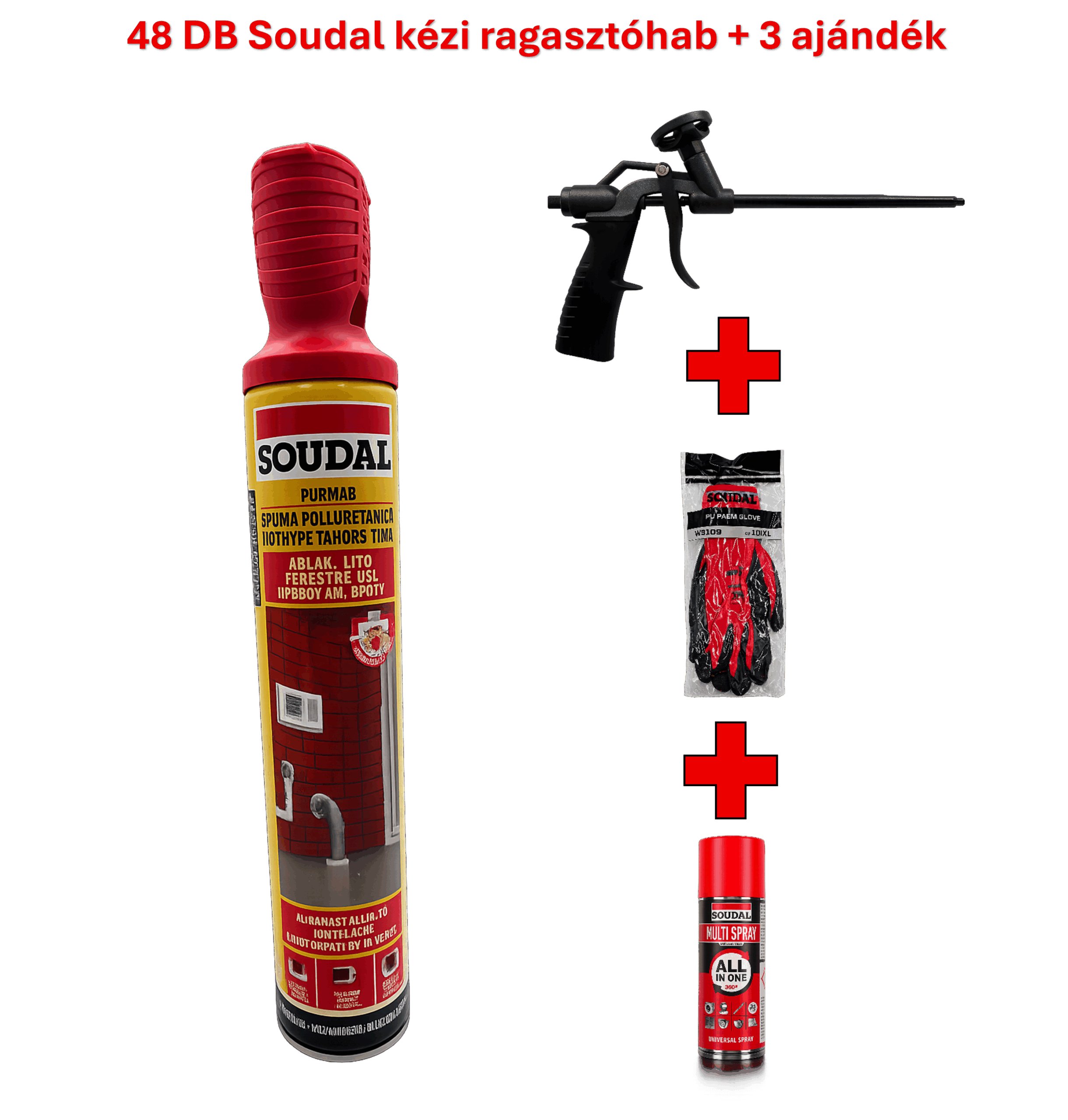 48 db SOUDAL purhab kézi ablak, ajtó beépítéshez 750ml + 3 ajándék
