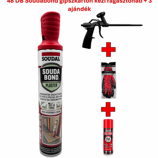 48 db SOUDAL Gipszkarton ragasztóhab 750ml kézi + 3 ajándék
