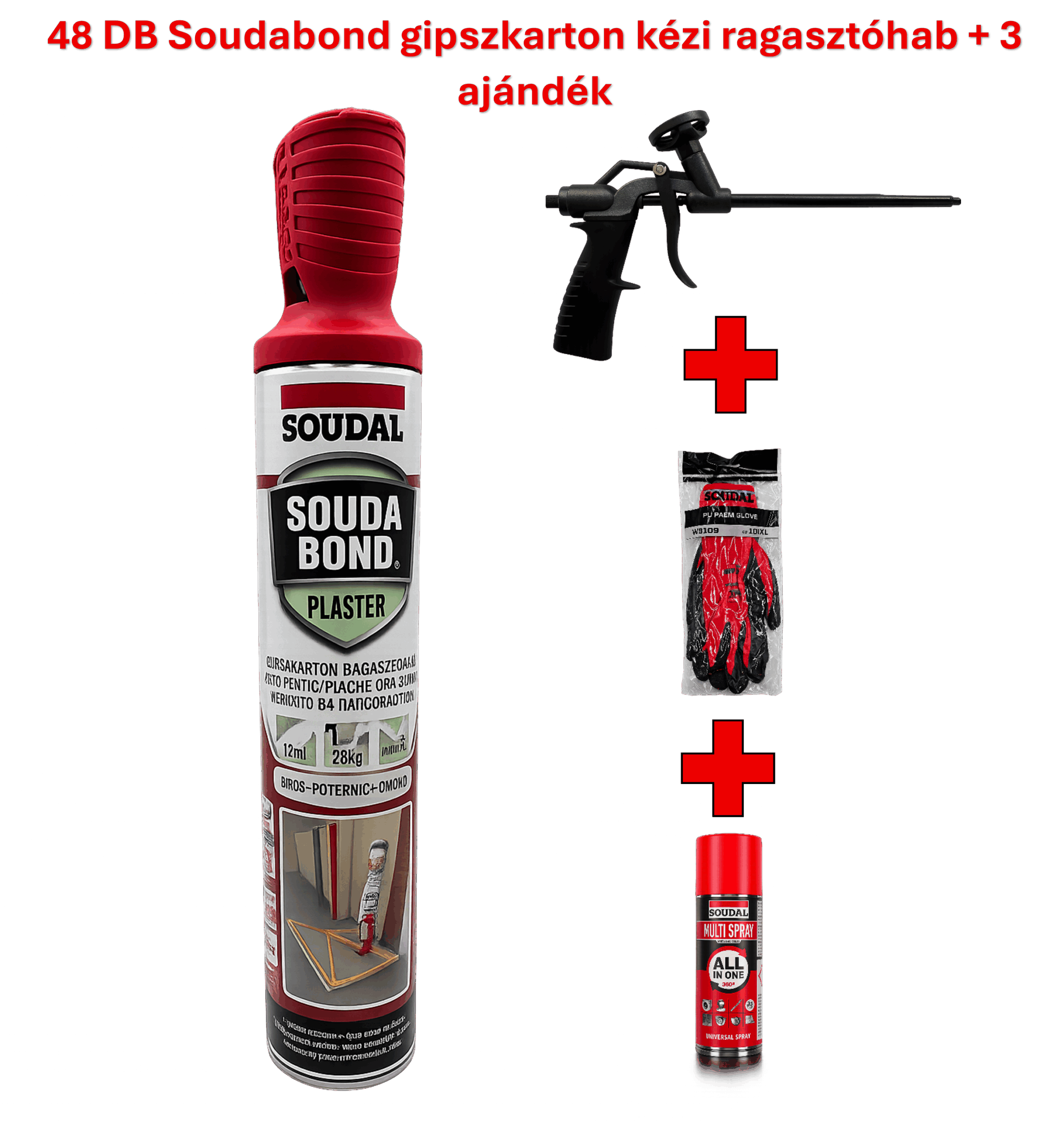 48 db SOUDAL Gipszkarton ragasztóhab 750ml kézi + 3 ajándék